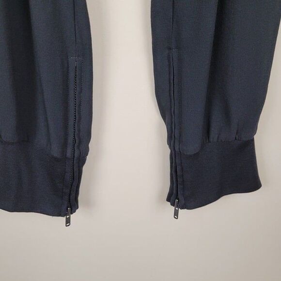 Eileen Fisher Size XS Silk Crepe Pull On Jogger Pants Pockets Ankle Zip Black - Picture 10 of 12